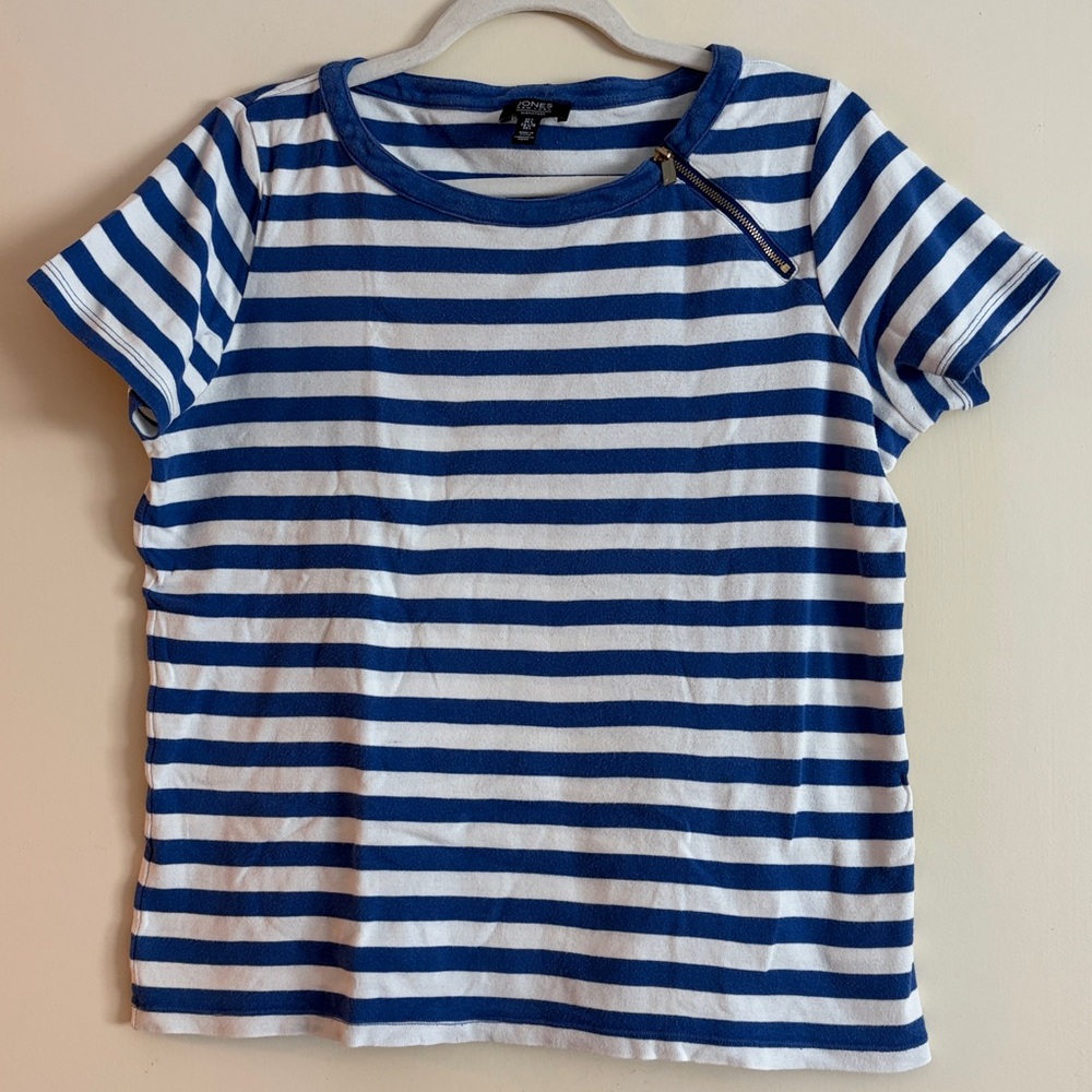 3 for $25! Jones New York Women’s Blue‎ and White Striped Nautical Tee, large